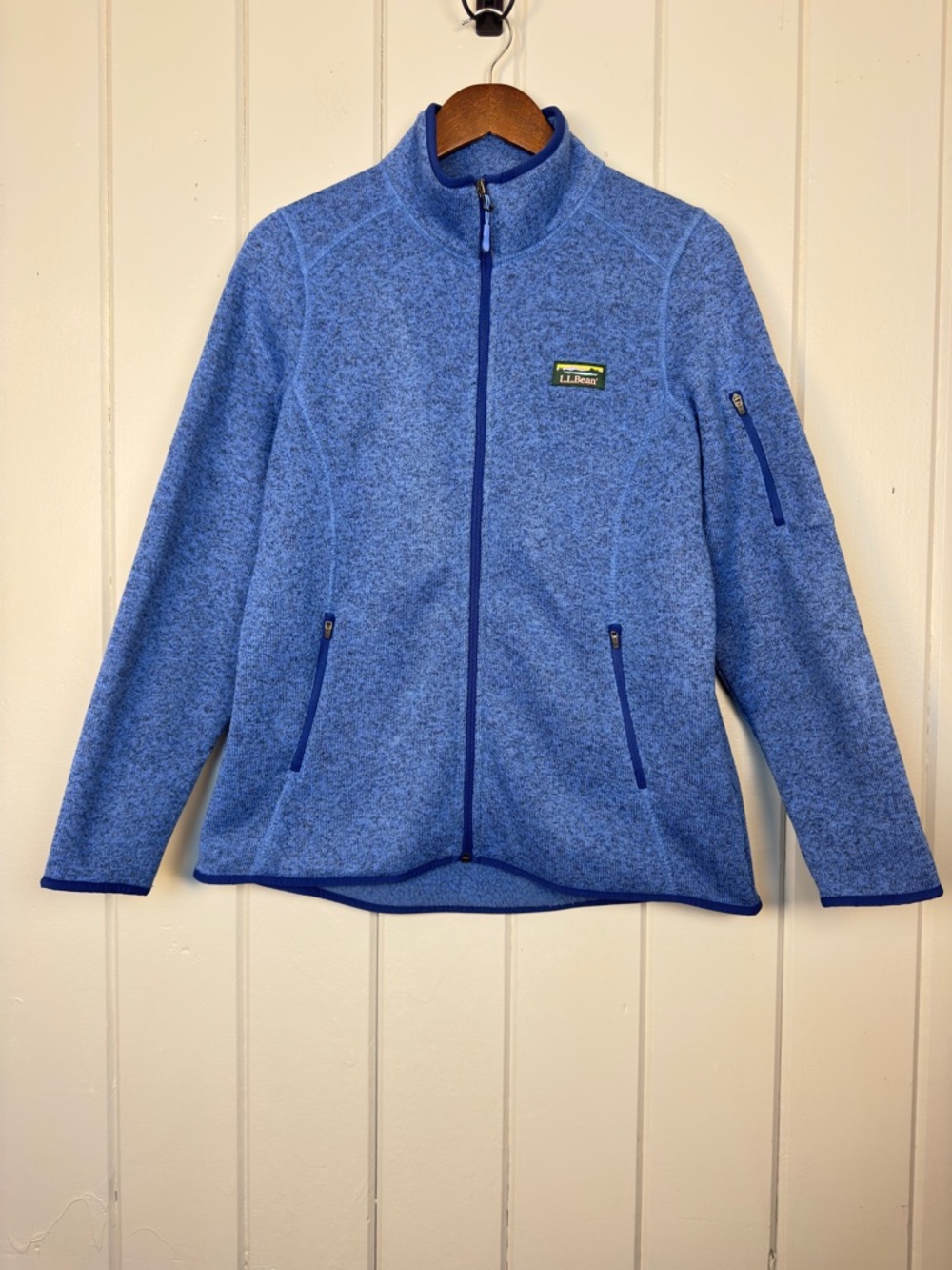 L.L. Bean Sweater Fleece Full Zip Jacket Light Blue Size Large